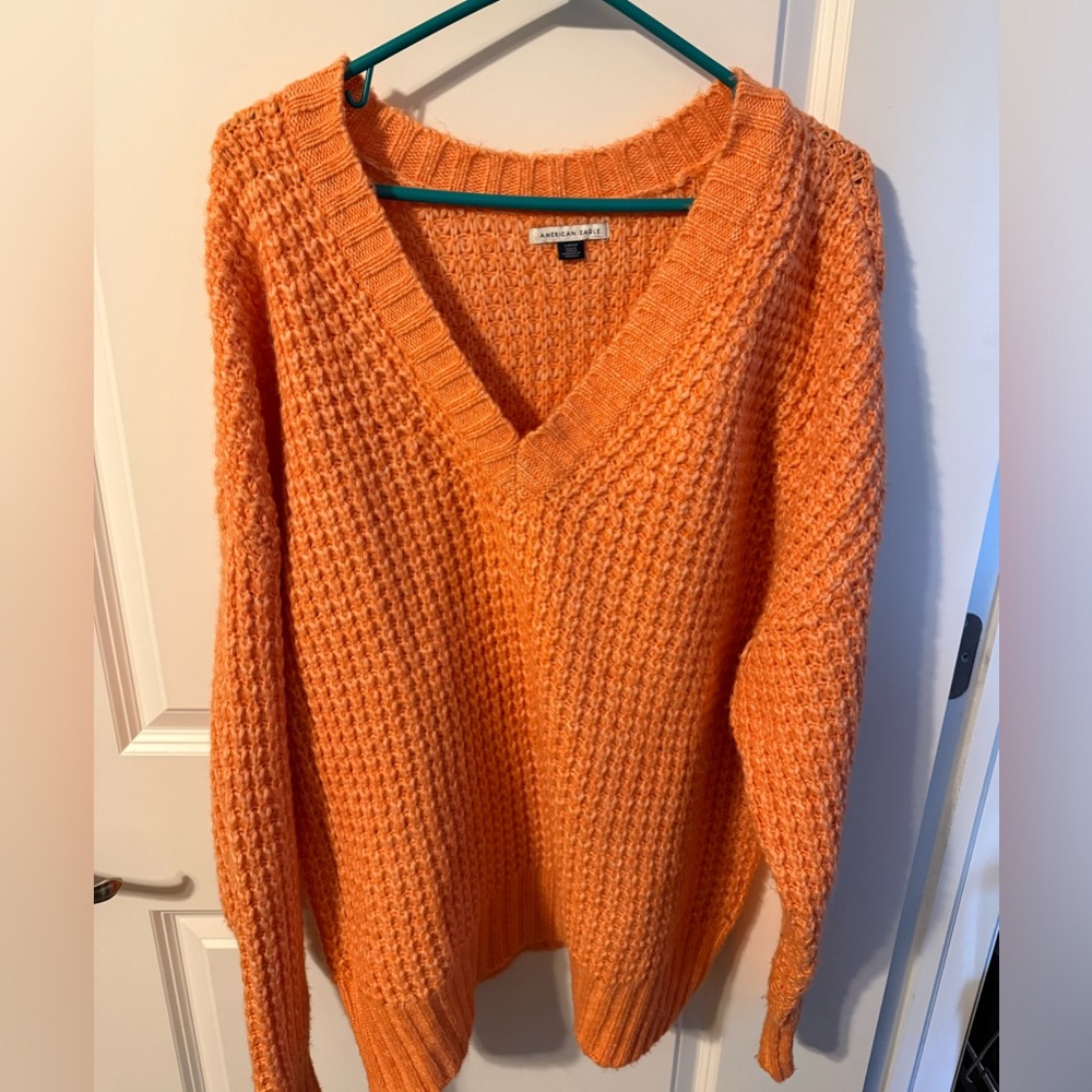 American Eagle Outfitters Orange V-Neck Sweater